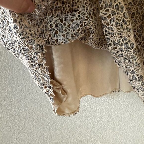 Zara Lace Strappy Tank Slip Open Back Mini Dress Grey Beige Size M - Picture 7 of 10